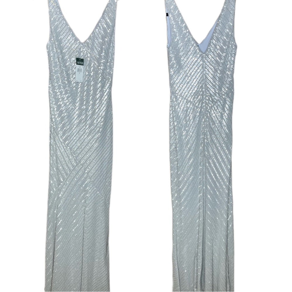 Ralph Lauren Silver Sequin Gown NWT